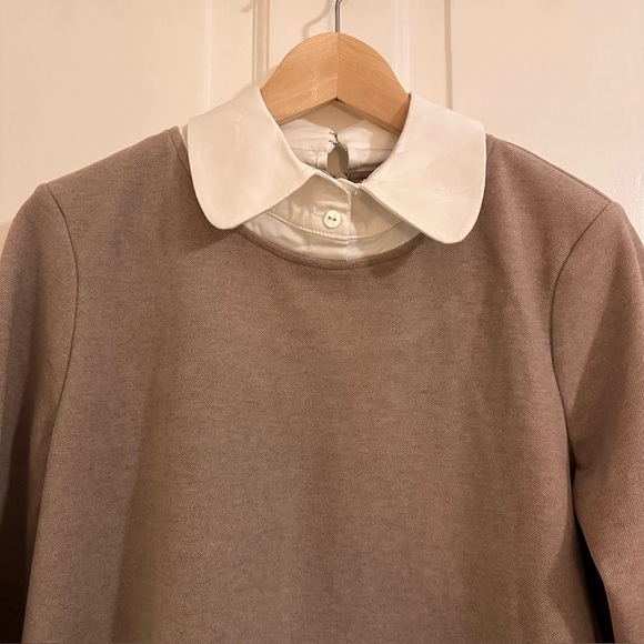 Tuckernuck Dakota Sandwhisp Tan Collared Long Sleeve Shift Dress Size Medium NWT - Picture 5 of 8